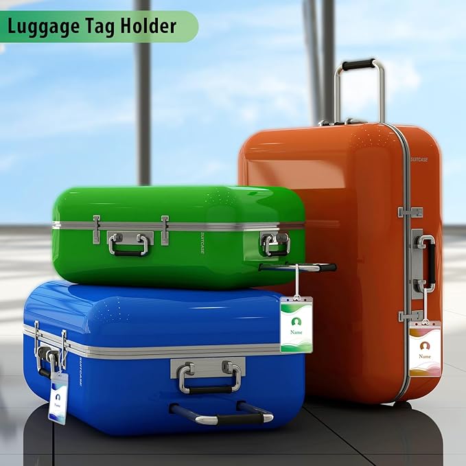 Zonon 100 Pack Clear Luggage Tags Bulk Bag Tag Badge Holder for Suitcases Waterproof Zip Identification ID Card Holder with Clear Loop Straps Business Travel and Office Supplies (7 Mil)