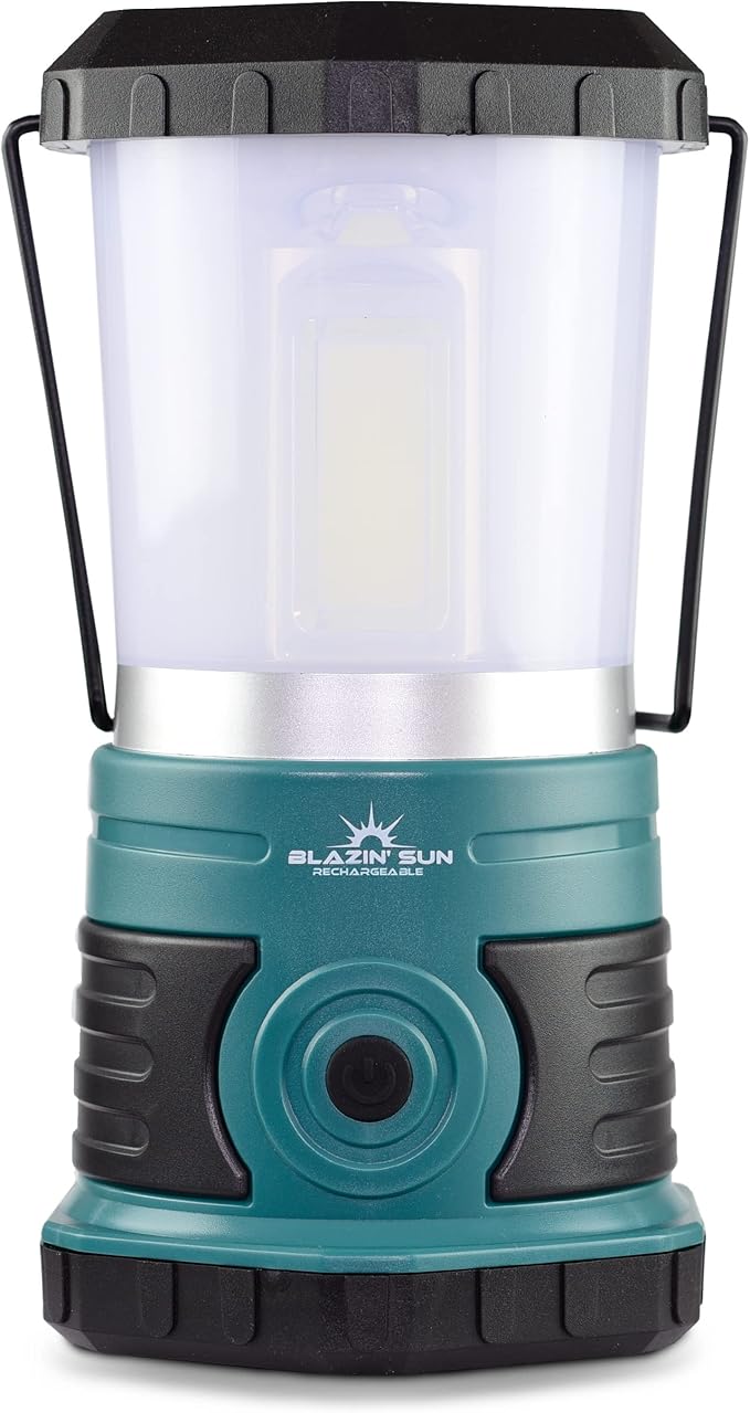 Blazin' Sun Rechargeable LED Lantern 1500 Lumen | 4000mAh Portable Camping Lantern | Hurricane, Emergency, Storm, Power Outage Light | 4 Modes | Runs Up to 25 Hours