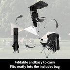 Portable Camping Chair with Canopy Shade- Folding Camping Lounge Chair with Cup Holder & Side Pocket for Outdoor Camping, Fishing, Beach - Support 330 LBS(BLACK-2PK)