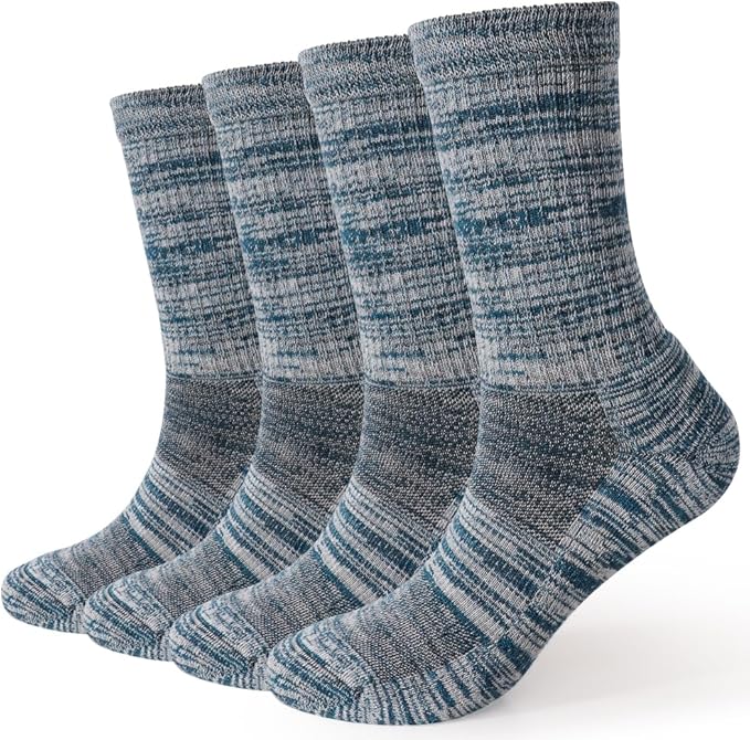 EnerWear 4 Pack Women's Merino Wool Outdoor Hiking Trail Crew Sock