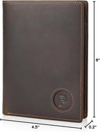 Polare Luxury RFID Blocking Leather Passport Holder Travel Wallet For Men and Women (Dark Brown with AirTag Slot)