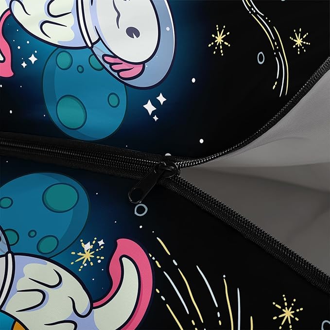 HOSIMA Cartoon Axolotl Sleeping Bags for Kids 10-12,Blue Cartoon Kids Sleeping Bags for Girls Boys,Compact Sleeping Bag for Camping Essentials and Hiking.