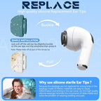 4 Pairs Replacement Ear Tips for AirPods Pro 2nd/1st Generation with Portable Storage Box & Cleaner Pen,Noise Reduction Holewith & Built-in dust Guard Screen,Silicone EarTips(P-Green)
