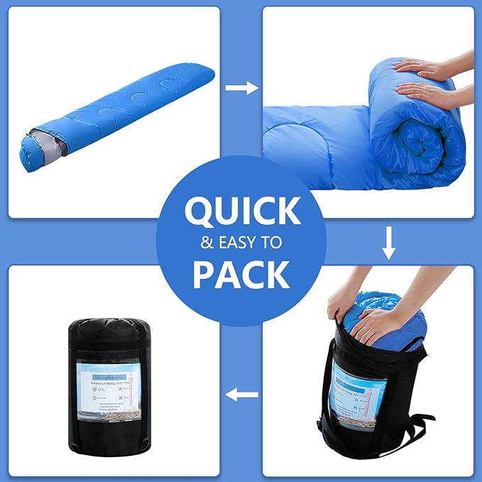 Sleeping Bags for Adults,Kids & Girls-Warm & Cold Weather Lightweight Waterproof Sleeping Bag Backpack with Compact Bag,Great for 3-4 Seasons Hiking,Camping and Outdoor