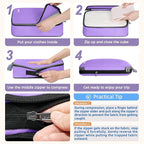 BAGAIL 4 Set/6 Set/8 Set Compression Packing Cubes Travel Accessories Expandable Packing Organizers(Lavender ClothPattern 4 Set)