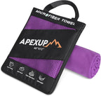 APEXUP Microfiber Travel Towel, Ultra Absorbent Quick Dry Towels, Lightweight Gym Sports Camping Towel for Workout, Yoga, Beach, Shower, Swimming (72"×40", Purple)