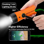 Rechargeable Hand Crank Flashlight/Generator/USB Charger for Phone and Emergency Survival Situations (Orange)