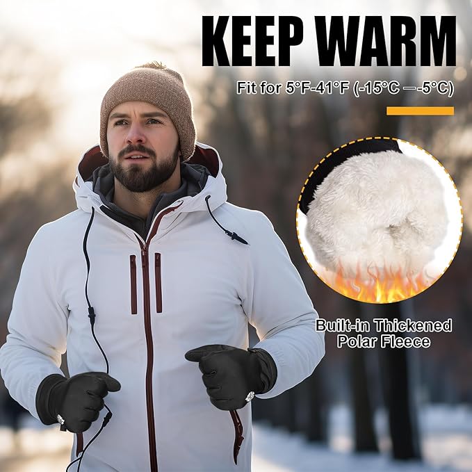 Pixel Panda Winter Gloves for Men Women Warm Touchscreen Gloves for Cold Weather Thin Water-Resistant Windproof Non-Slip Gloves for Cycling, Driving, Running, Hiking