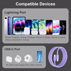 2Pack Purple Fast Charger Cable 10ft [Apple MFi Certified], USB Type C to Lightning Cable 10 Foot for Apple iPhone 14/13/12 Pro XR XS Max X 8 Plus