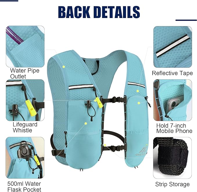 Running Vest for Women & Men, Lightweight 150g Hydration Backpack, 6L Pack for Trail Running, Marathon, Hiking, Cycling, Jogging, Adjustable Fit