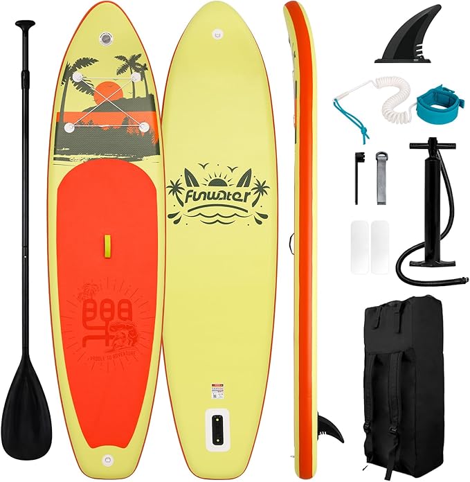 FunWater Inflatable Stand Up Paddle Board with Premium SUP Paddleboard Accessories, Anti-Slip EVA Deck, 11'/10'6'' Paddle Boards for Adults & Youth of All Skill Levels