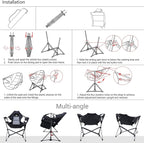 Nice C Hammock Camping Chair, Camping Chair Rocker, Swinging Chair, High Back with Stand, Cup Holder, Side Pocket, Heavy Duty (2-Pack)