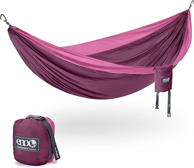 ENO DoubleNest Hammock - Lightweight, Portable, 1 to 2 Person Hammock - for Camping, Hiking, Backpacking, Travel, a Festival, or The Beach - Plum/Berry