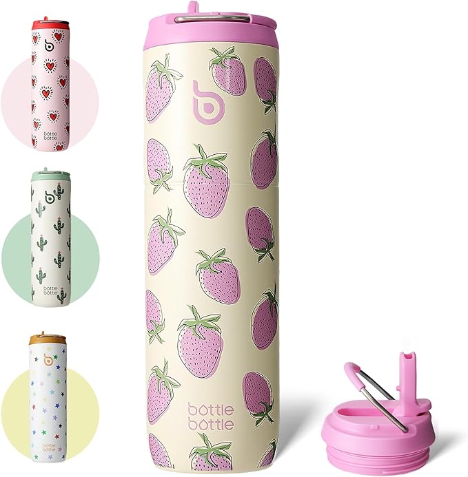 BOTTLE BOTTLE Insulated Water Bottle 24oz with Straw Lid and Handle for Sports Travel Gym Stainless Steel Water Bottles Double-Wall Vacuum Metal Leak Proof BPA-Free