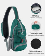 WATERFLY Packable Small Crossbody Sling Backpack Shoulder Chest Bag Daypack for Hiking Traveling