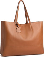Italian Leather Tote Bag for Women - Large Shoulder Shopper, Fits 16” Laptop, Keychain Holder, Made in Italy