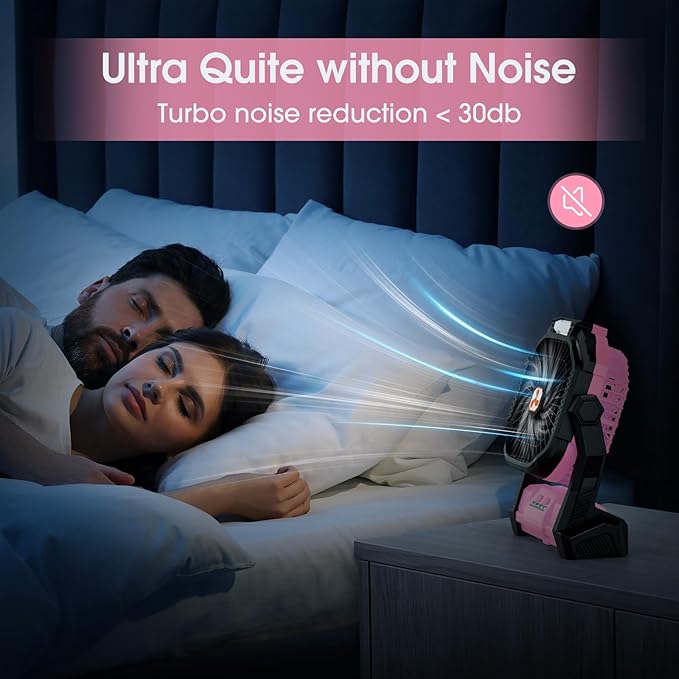 Portable Fan Rechargeable, 20000mAh Cordless Battery Powered Table Fan with LED Lantern, USB C Battery Operated for Camping Tent Office Beach Desk Fishing Travel Home