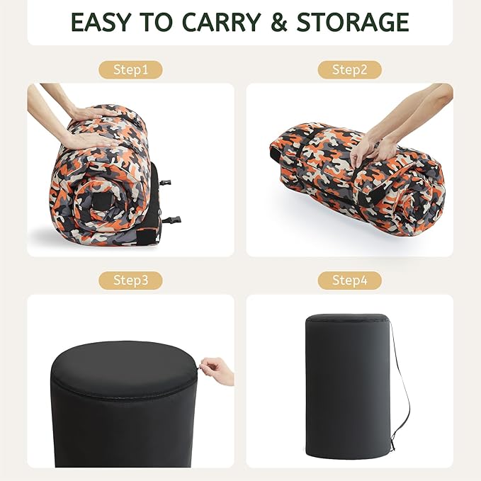 HomeMate CertiPUR-US Memory Foam Camping Mattress Pad Portable Roll Up Mattress for Adults Sleeping Mat Cot Mattress Pad