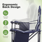 LET'S CAMP Oversized Folding Camping Chair Portable Outdoor Heavy Duty Padded Chairs Lawn Chair with Cup Holder, Storage Pocket and Cooler Bag, Supports 450LBS, for Camp, Travel, Picnic,2 Pack(Blue)