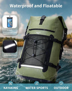 ECOHUB Waterproof Backpack for Women Men, 30L Roll-Top Closure Heavy Duty Dry Bag for Travel with IPX8 Waterproof Phone Case