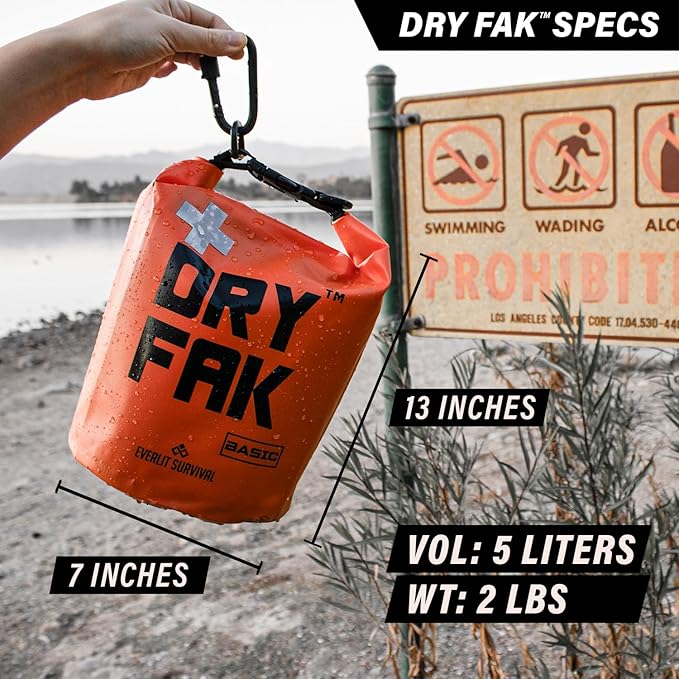 EVERLIT 290 Pc Waterproof First Aid Kit Dry FAK Medical Kit Emergency Survival Kit for Boat, Backpacking, Hiking, Fishing, Travel, Kayaking (Orange) (Orange)