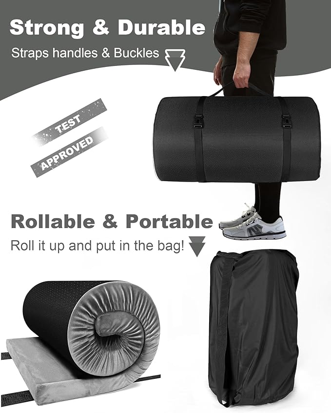 Ferlizer Memory Foam Camping Mattress Pad, 3" Portable Roll Up Sleeping Pad for Adults, Camping Bed Pads for Sleeping with Waterproof Cover & Travel Bag, CertiPUR-US