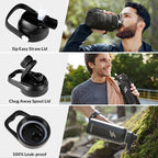 32 Oz Insulated Water Bottle - Stainless Steel Tactical Flask With Straw Lid & Chug Cap, Metal Military Water Bottle With Rugged, Removable Sleeve Can Place Items for Hiking Camping Hunting