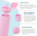 Volhoply 20oz Plastic Skinny Tumblers Bulk 10 Pack,Double Wall Tumbler with Lid and Straw,BPA Free Matte Acrylic Iced Coffee Cups with Straw,Reusable Travel Cute Mug for Party,DIY Gift(Pink, 10 Set)