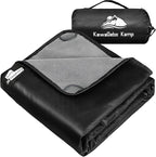 Fleece Waterproof Outdoor Blanket - Windproof Stadium Blanket for Camping, Picnics, and Sports Stay Dry and Comfortable 80"x 58"(Black)