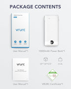 VRURC Portable Charger,Power Bank Built-in Cables and AC Wall Plug, USB C Portable Bank 10000mAh, Travel Essentials Phone Charger Compact External Battery Pack for Smart Phones, Tablets etc-White