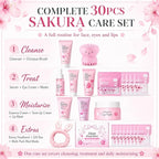 Japan Sakura Skin Care Set For Teen Girls, Skincare For Girls 10-12, Skin Care For Teens 10-12, Japanese Cherry Blossom Skin Care For Kids, Birthday & Mothers Day Gifts 30PCS