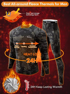 romision Thermal Underwear for Men Long Johns Fleece Lined Hunting Gear Bottom Top Set Base Layer for Cold Weather Gift