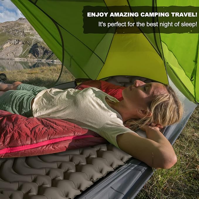 MEETPEAK Camping Pad, Foot Press Inflatable Sleeping Pad Extra Thick Lightweight Camping Sleeping Mat Ultralight Compact Waterproof Air Mattress for Outdoor Hiking Hammock Backpacking Sleeping Bag