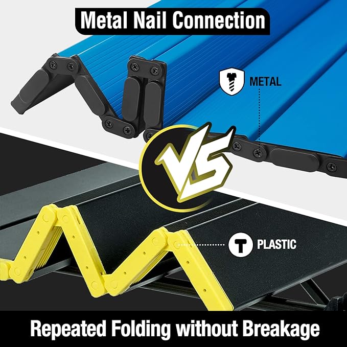 VILLEY Portable Camping Table with Adjustable Legs, Lightweight Aluminum Folding Beach Table with Carrying Bag for Outdoor Cooking, Picnic, Beach, Backyards, BBQ and Party