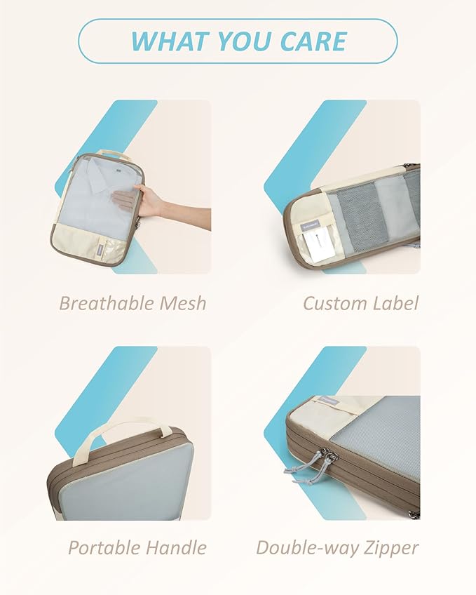 BAGSMART 6 Set /4 Set/2 Set Compression Packing Cubes for Travel, Lightweight Luggage Organizer Bags, Durable Space Saver Bags Travel Essentials