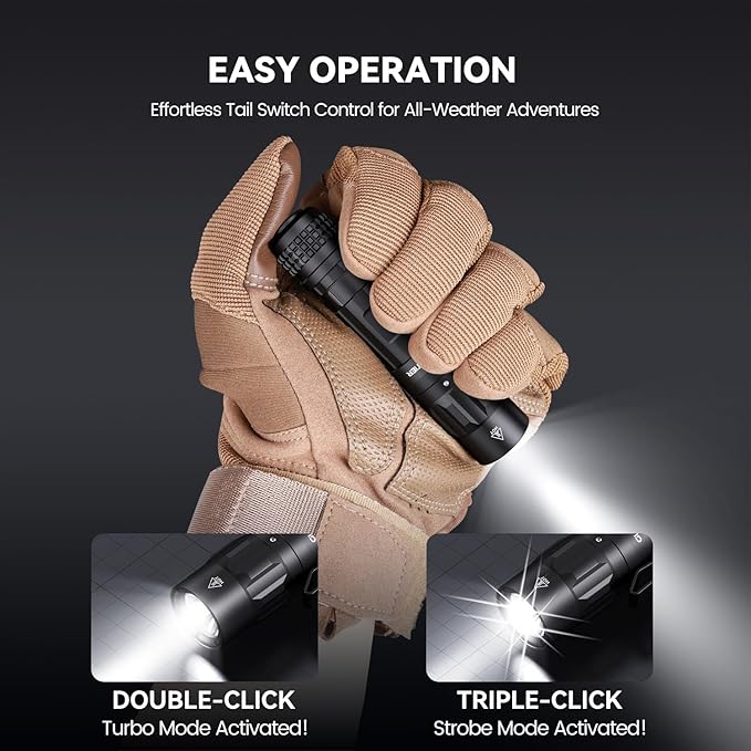 M70 EDC Flashlight 1100 Lumens, USB-C Rechargeable Pocket Light with Clip, 5 Modes Compact LED Light for Camping, Hiking, Emergency (Black)