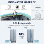 Hard Shell Suitcases 24 Inch Check in Luggage with Spinner Wheels Cup Holder, Lightweight Top Opening Expandable Luggage Hard Case Rolling Medium Checked Suitcase with Lock, Silver