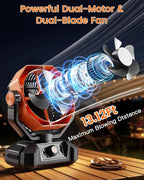 Camping Fan, 20000mAh Battery Powered Fan with LED Lantern, Rechargeable Battery Operated Oscillating with Remote Hook, 8 Speeds Outdoor Fans for Teny, Picnic, Fishing, Travel, Jobsite