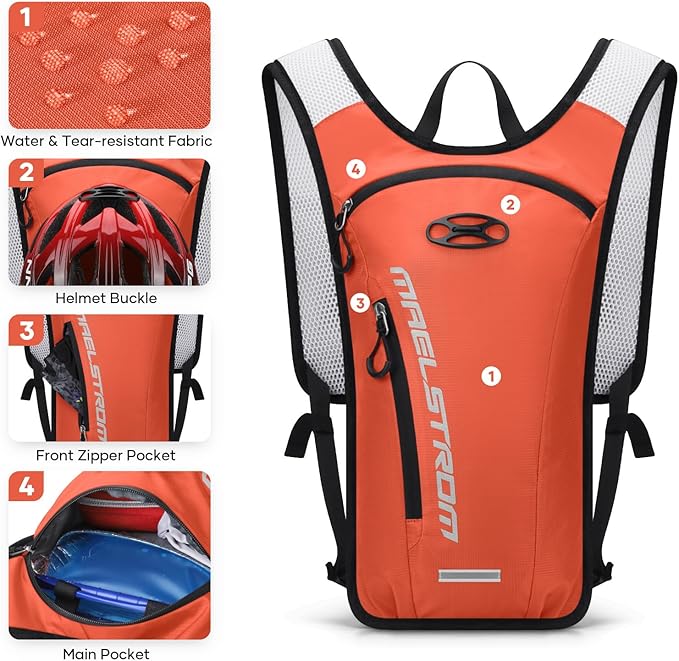 Maelstrom Running Hydration Vest, Hiking Backpack with 2L Water Bladder for Cycling Rave for Men Women