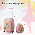 Goplus Kids Luggage Set, 12" & 18" Kids Carry On Luggage Set, Multi-directional Wheels Suitcase, Large Capacity Rolling Trolley Suitcase, Gift for Boys and Girls Toddlers Children Travel