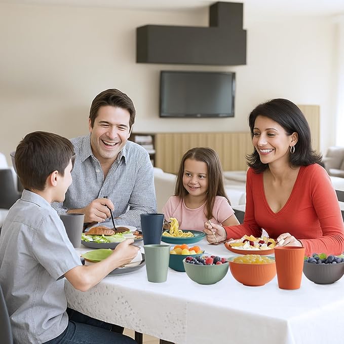 Plastic Plates and Bowls Sets, 18pcs Unbreakable Camping Dinner Set for 6, Reusable, Microwave & Dishwasher Safe Dinner Set, for Kitchen Outdoor Travel Camping Picnic Party