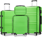 Kono 4 Piece Luggage Sets Expandable(only 28") Lightweight with Spinner Wheels TSA Lock Hardside Travel Rolling Suitcases 20in 24in 28in Carry on and 12in Mini Cosmetic Case Apple Green