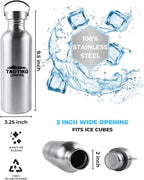 Tactiko Survival Stainless Steel Wide Mouth Water Bottle, Single Wall Boil-Safe, Leakproof, BPA-Free with Carry Sleeve and Strap for Camping, Hiking, Outdoor Prep (Black, 34 oz / 1000 ml)