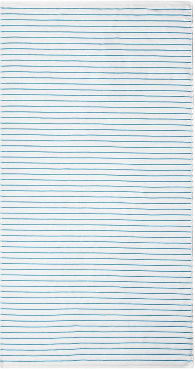 Black & White Brands Brazilian Beach/Pool/Bath Towel - Ultimate Absorbent Luxury XL 36x70 100% Cotton Wave (2 Towels, Turquoise Poly Stripe)
