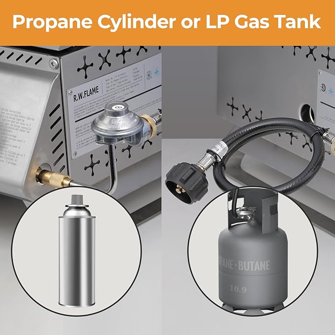 R.W.FLAME 3-Burner Tabletop Propane Gas Grill Stainless Steel Portable Outdoor Griddle,24,000 BTU Compact Flat Top Camping BBQ Grill,347 Sq. In. Cooking Area