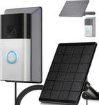 6W Ring Solar Charger for Video Doorbell 3/4, Adjustable Solar Panel Mount for Ring Doorbell Plus/Pro(2023), Weatherproof Continuous Power Supply for Home Security Doorbells