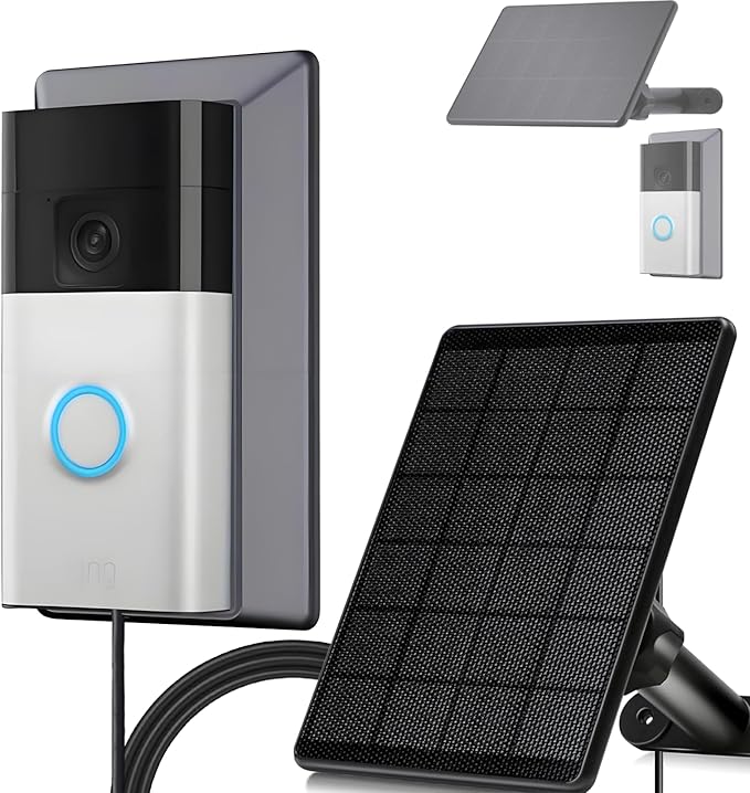 6W Solar Charger Compatible with Ring Video Doorbell (2020 Release), Micro USB Port Only, Not Compatible with the 2025 Type-C Interface doorbell