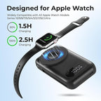 Magnetic Portable Charger 26800mAh for iPhone 16/15/14/13/12 with Built-in Cables，6-in-1 Wireless Power Bank with iWatch Charger and Compatible with Samsung, Android Phones, AirPods(Black)