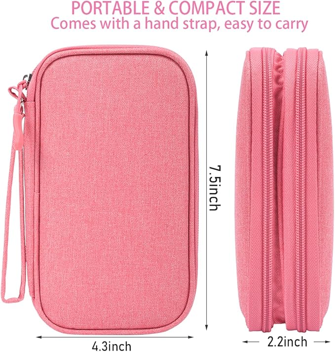 CAAORDKSO Electronics Travel Organizer, Waterproof Cable Organizer Bag, Travel Essentials for Women, Tech Pouch for Travel, Backpack, Cord, Charger, Phone, Power Bank, Earphone (Dark Pink, Medium)