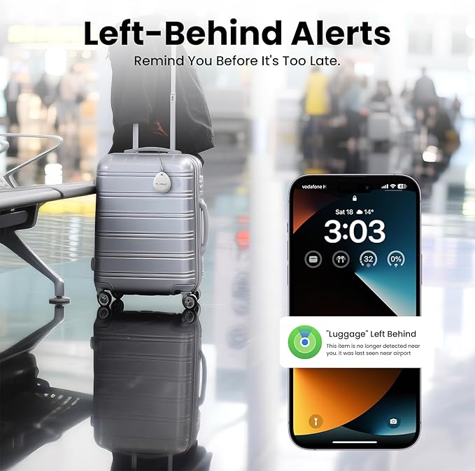 Air Tracker Tags-4 Pack for Apple Find My (iOS Only), Official MFi Certified, Smart Bluetooth Key Finder, Tracking Device for iPhone, Mini Finder Locator for Luggage, Backpack, Wallet, Bags, eBike